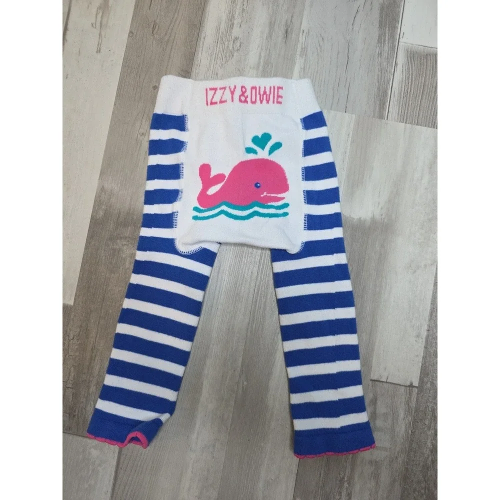 Izzy & Owie Baby Pink Whale Leggings Navy‎ Stripes 12-24 Months